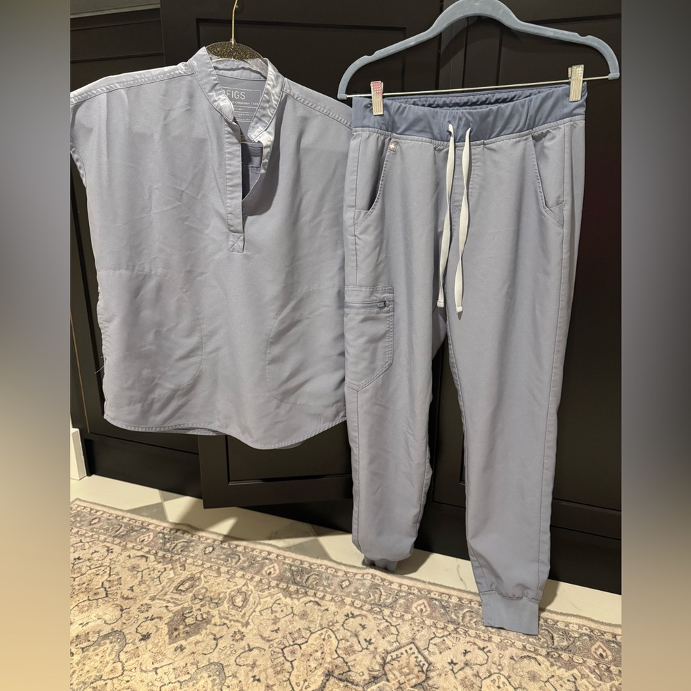 Figs xxs Rafaela top and Zamora jogger pants S - rare color vapor space dye blue
